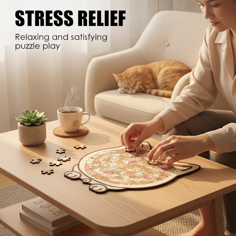 Adorable Cat-Shaped Wooden Jigsaw Puzzle üß©üê±