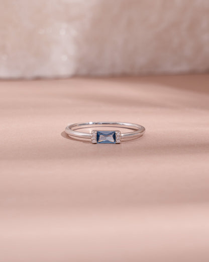 Aquamarine Simple Baguette Ring