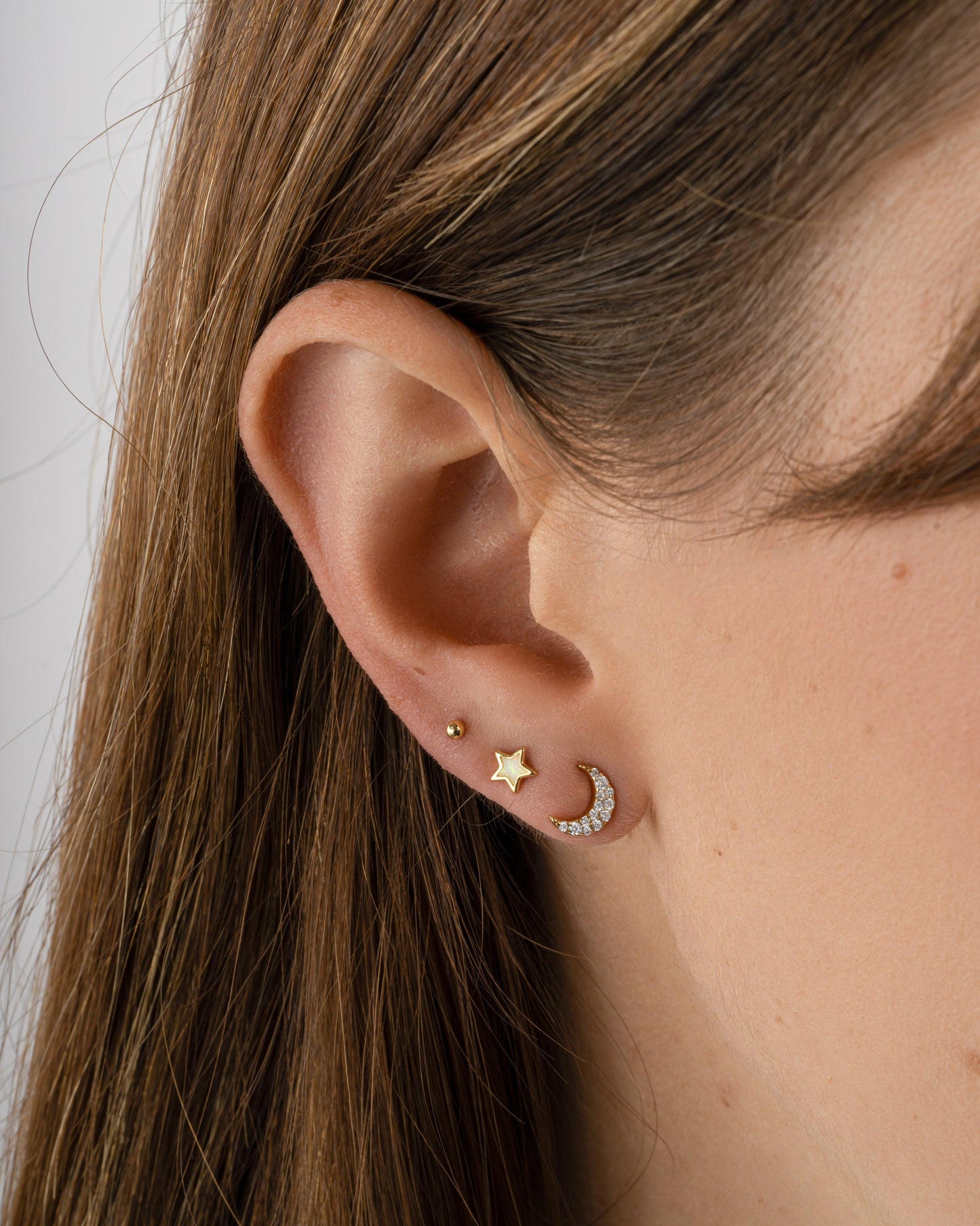 Studded Moon Stud Earrings