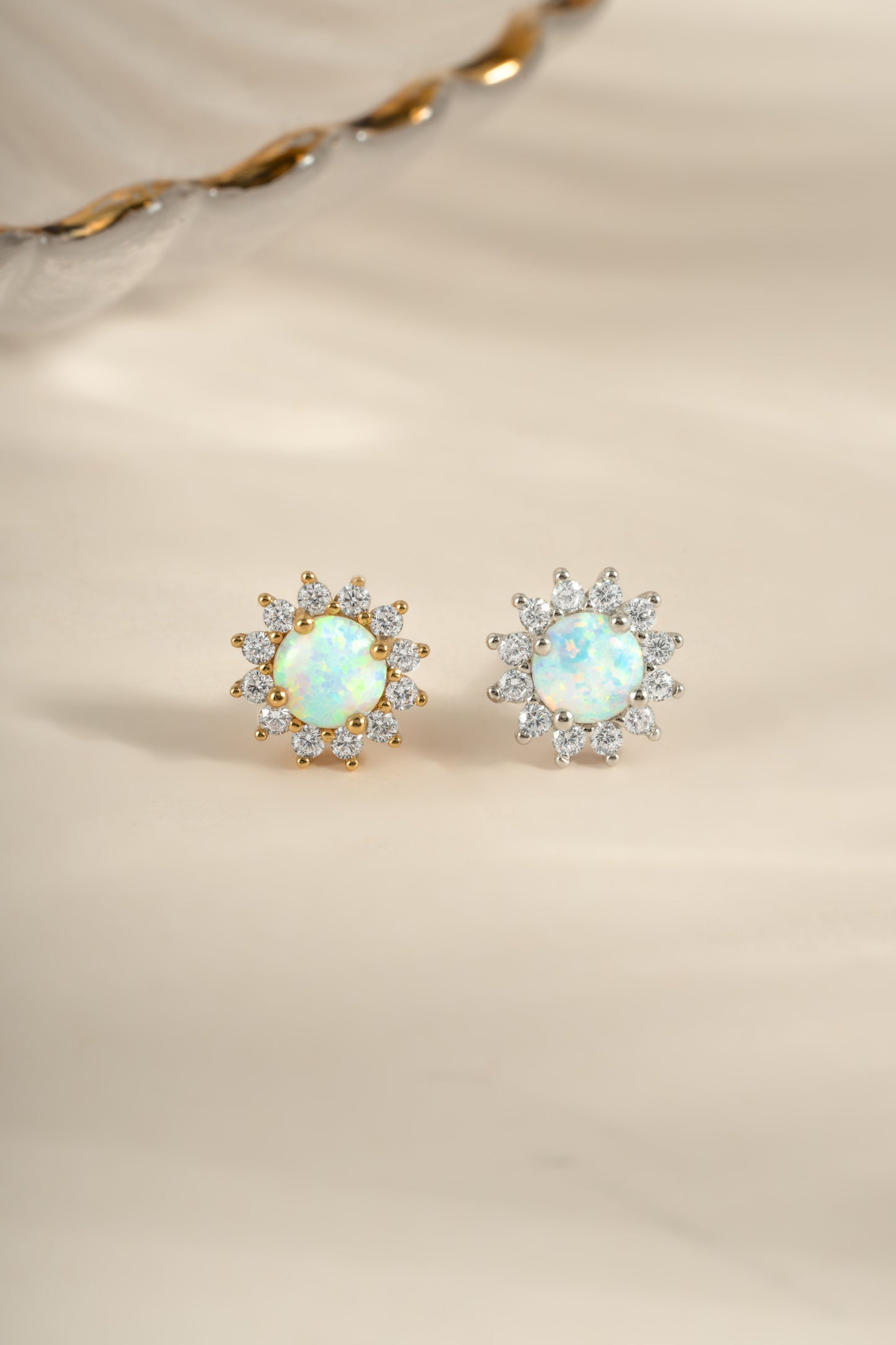 Sunburst Opal Halo Studs