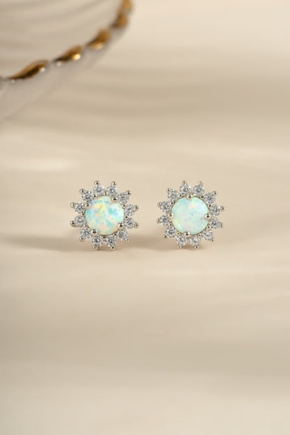 Sunburst Opal Halo Studs