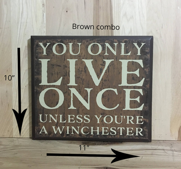 10x11 brown combo funny wood sign with cream lettering