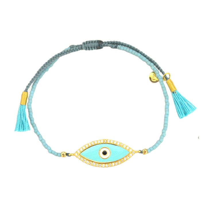 Enamel Evil Eye Tassel Bracelet