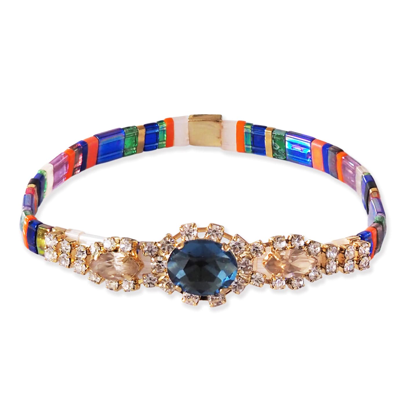 Gemstone Mosaic Tila Bracelet