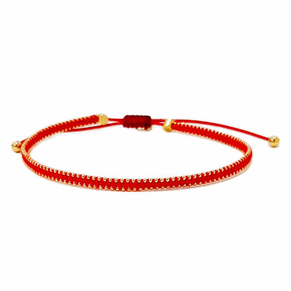 Silk Cord Bracelet with Gold Beaded Detail
