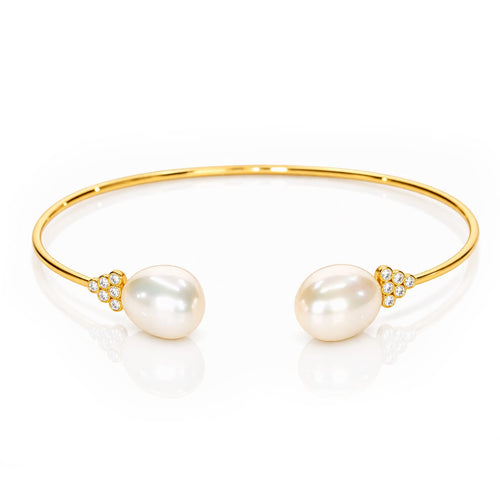 Medium Pearl And CZ Open Cuff
