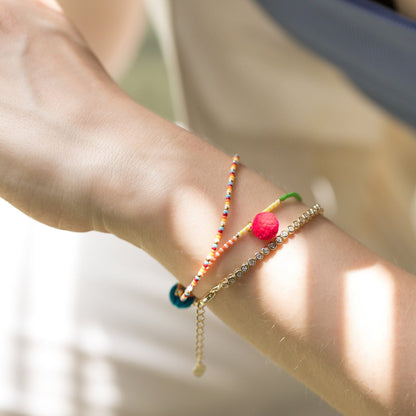 Pom Bead Elastic Bracelet