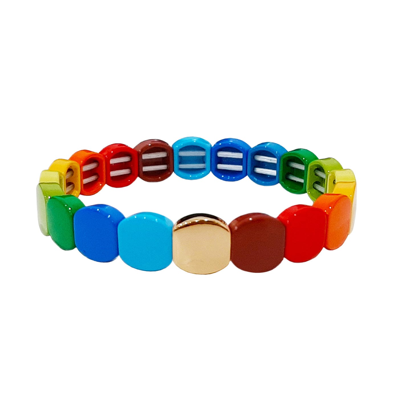 Rainbow Round Beaded Stretch Bracelet