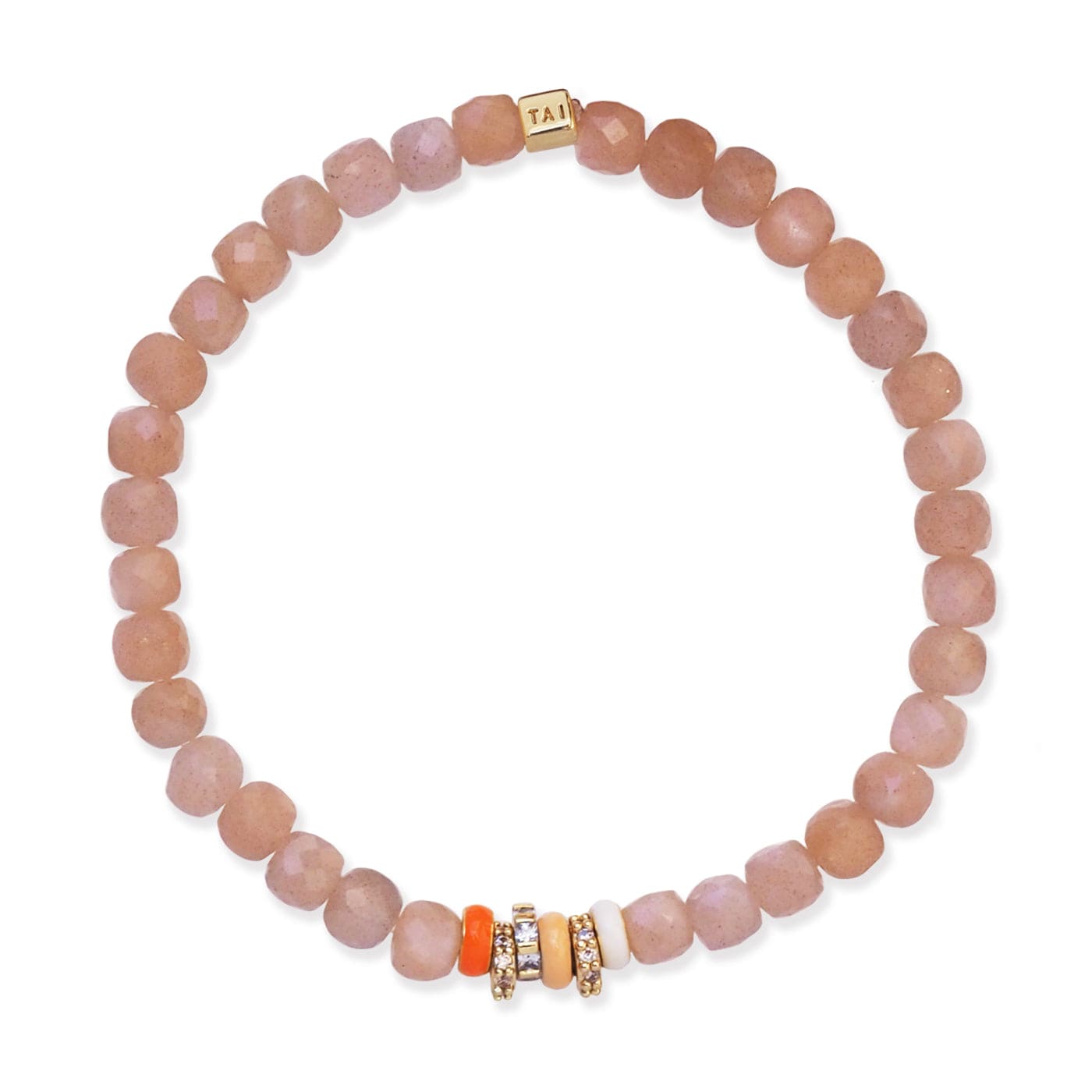Semi-Precious Stretch Bracelet with Colored Rondelles
