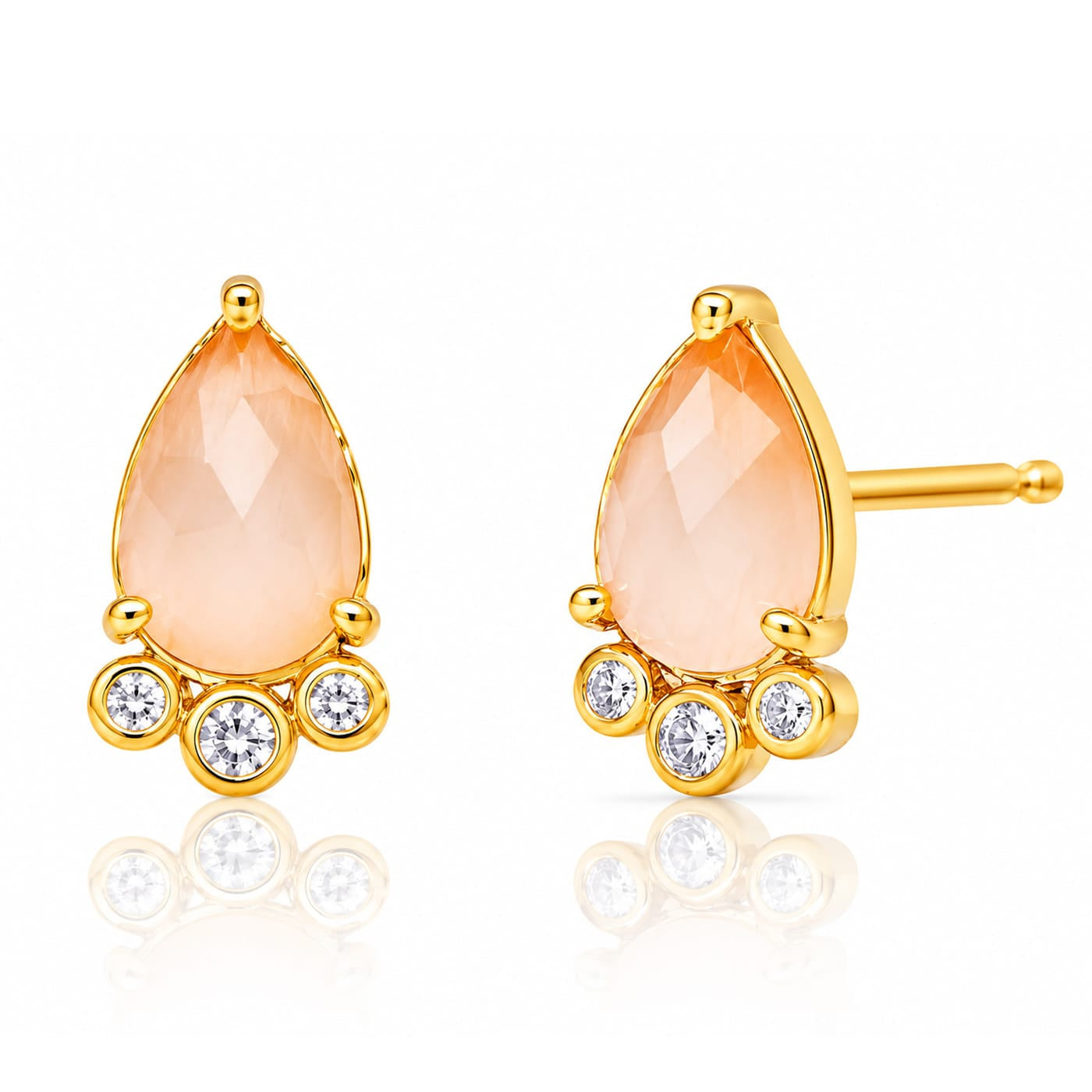 Cat's Eye And Cz Tear Shaped Post