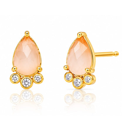 Cat's Eye And Cz Tear Shaped Post