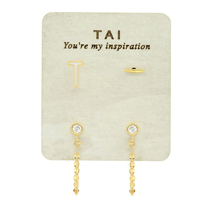 Enamel Monogram Stud Set