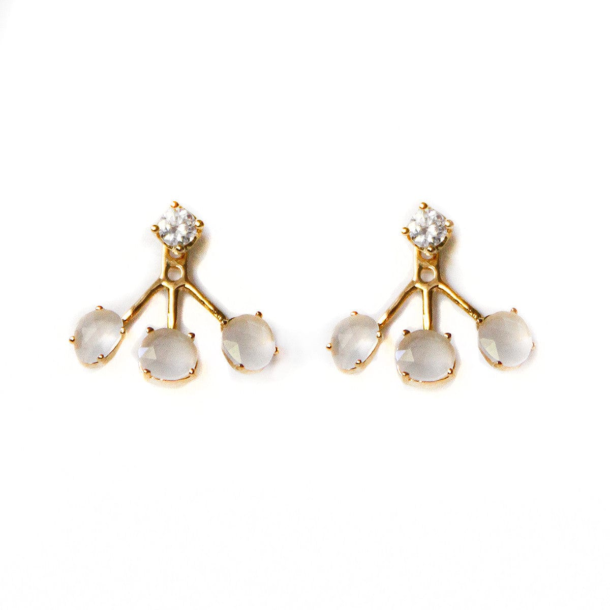 Gold- Moon Glass Earrings