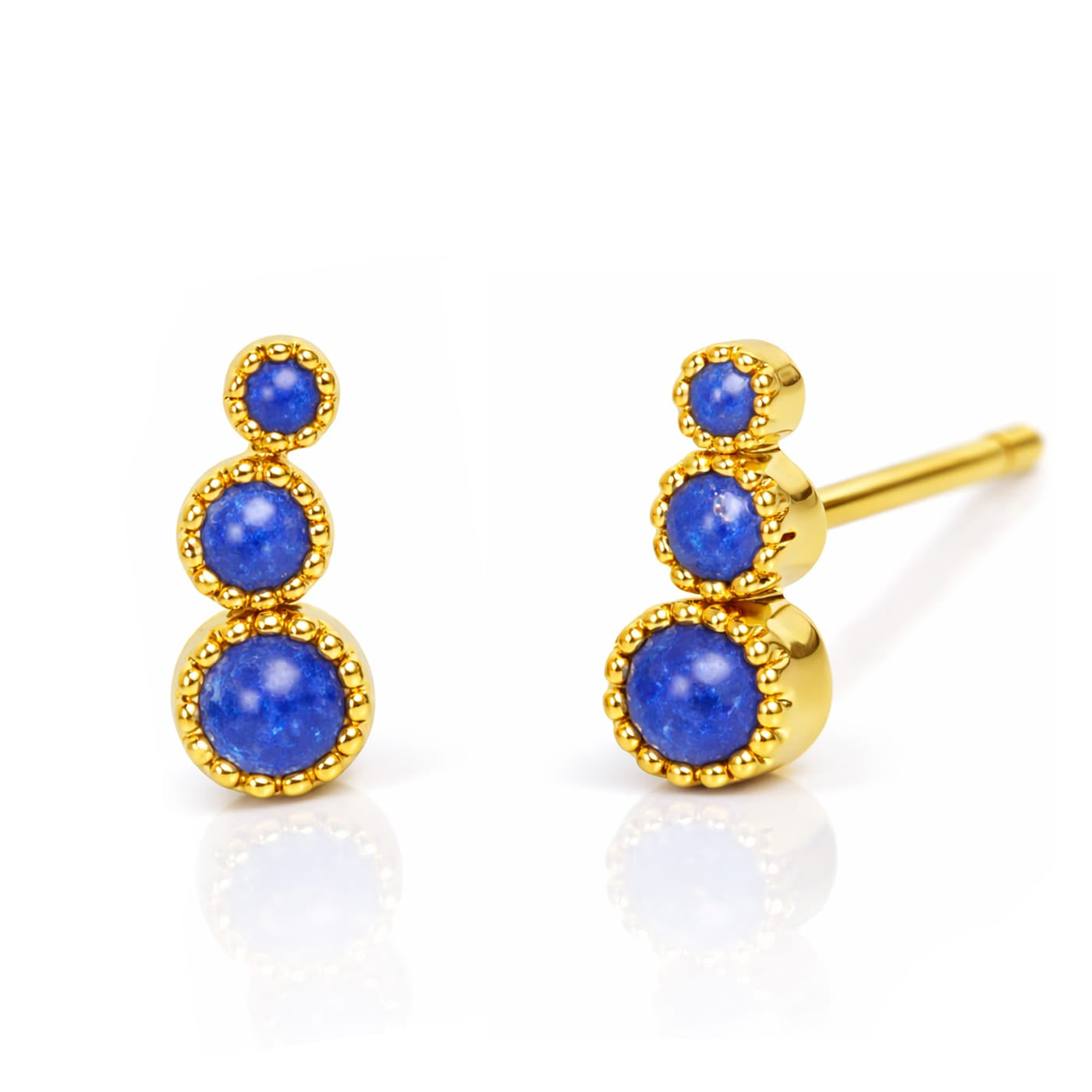 Graduated Bezel Set Stone Post Earring