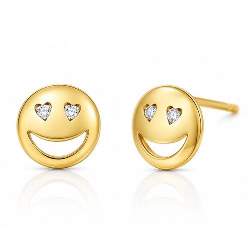 Heart Eye Simple Gold Emoji Post Earring
