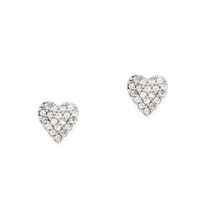 CZ Heart Stud Earrings