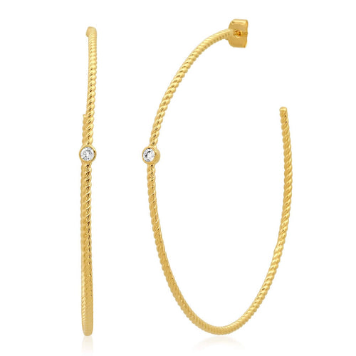 Large Braided Hoops With Cz Accents