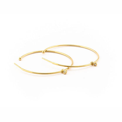 Large Hoop Earring With Cz Charm
