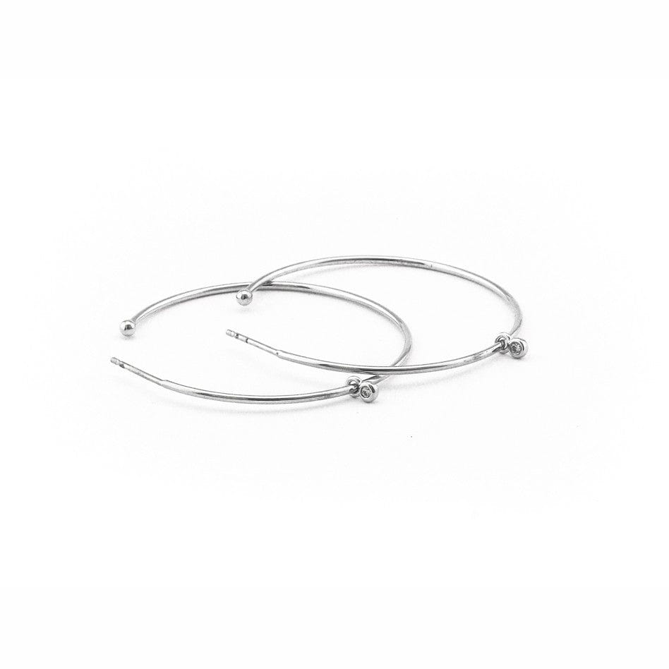 Large Hoop Earring With Cz Charm