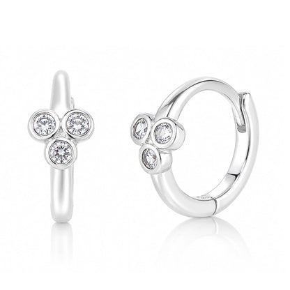 Mini Cubic Zirconia Cluster Huggie Earrings