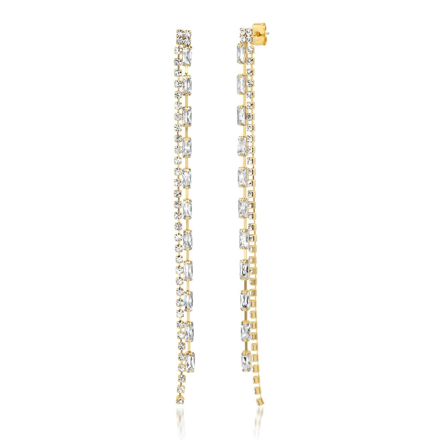 Multi-Chain CZ Linear Earrings