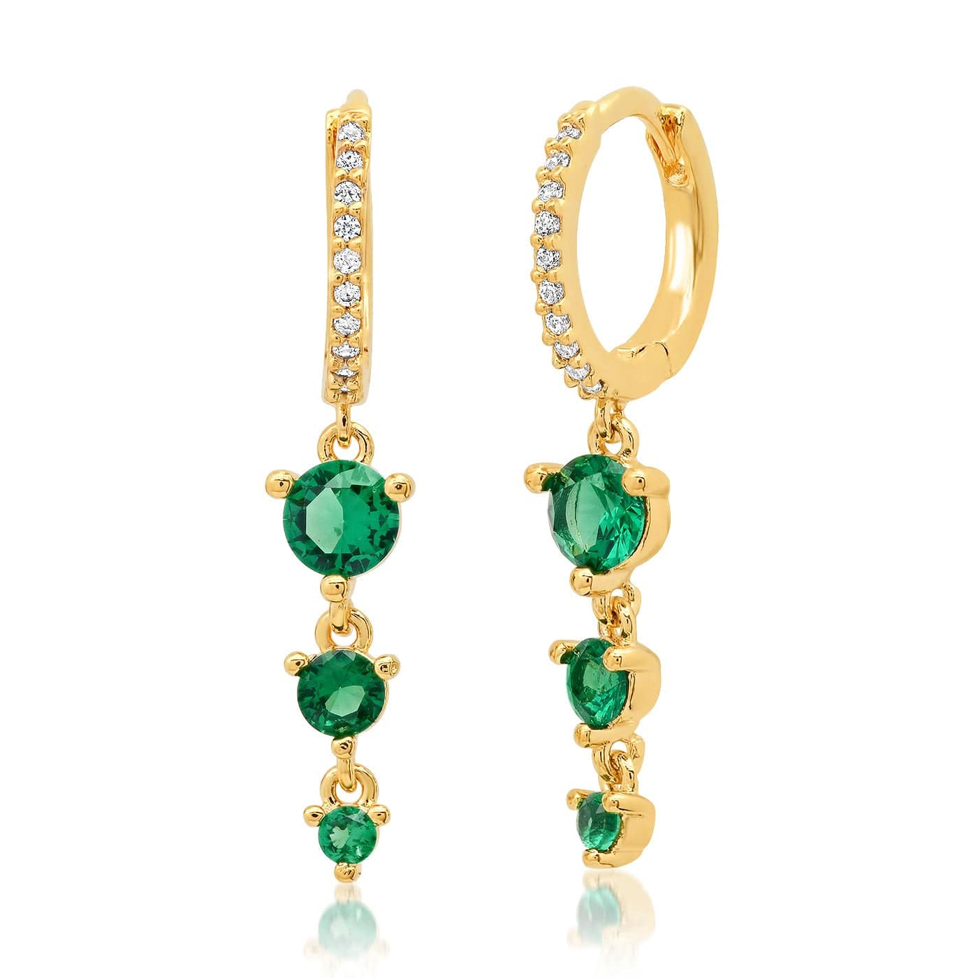 Triple Drop Gemstone Pave Huggies