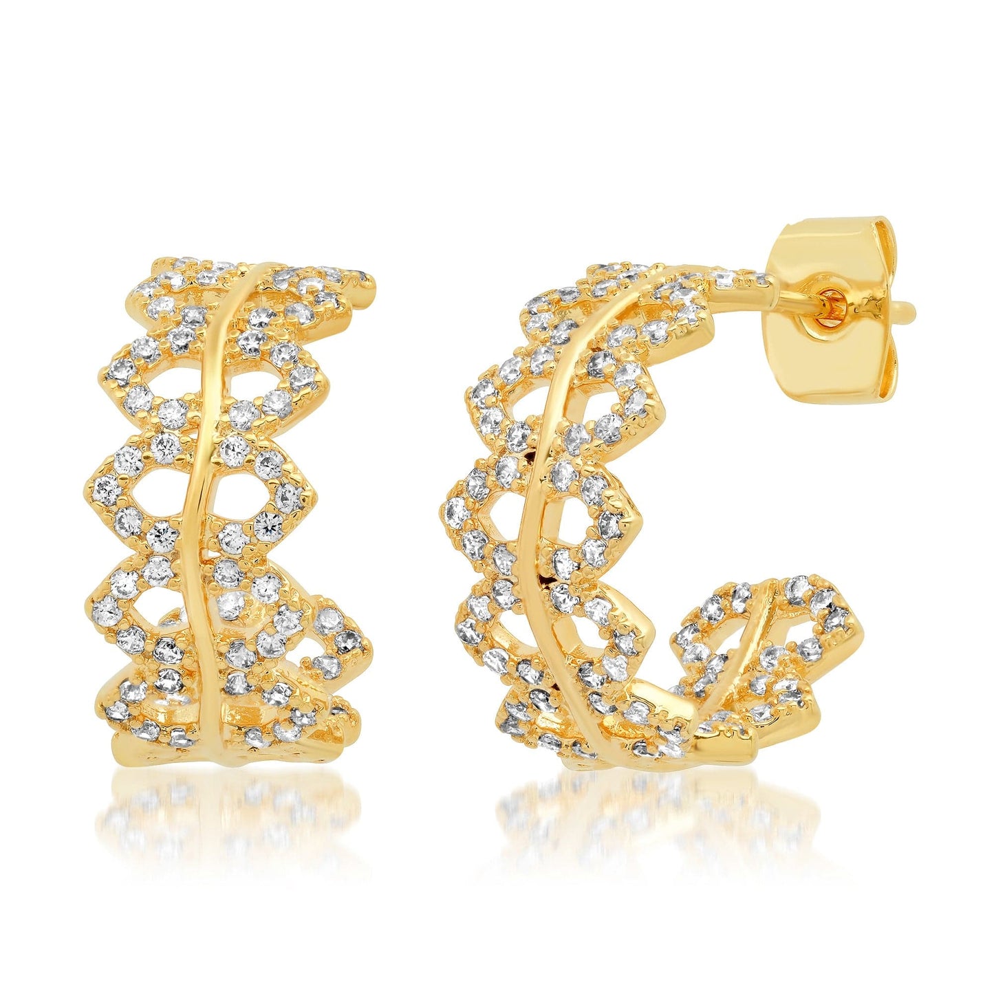 Pave Triangle Cz Hoops