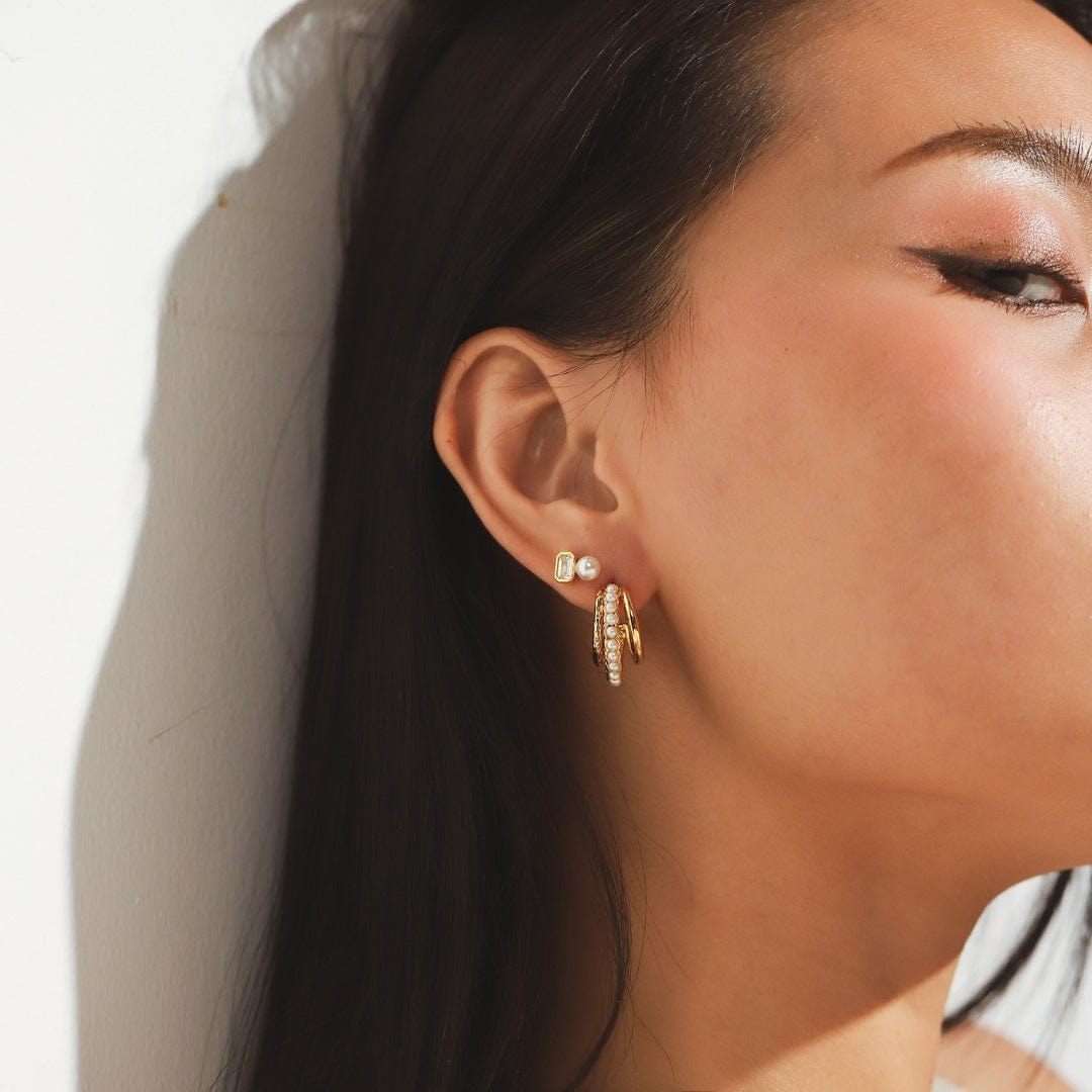 Pearl Trio Hoop Earrings