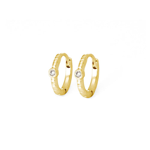 Single Cubic Zirconia Huggie Earrings