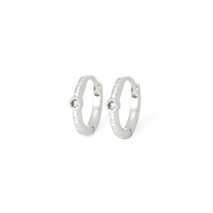 Single Cubic Zirconia Huggie Earrings