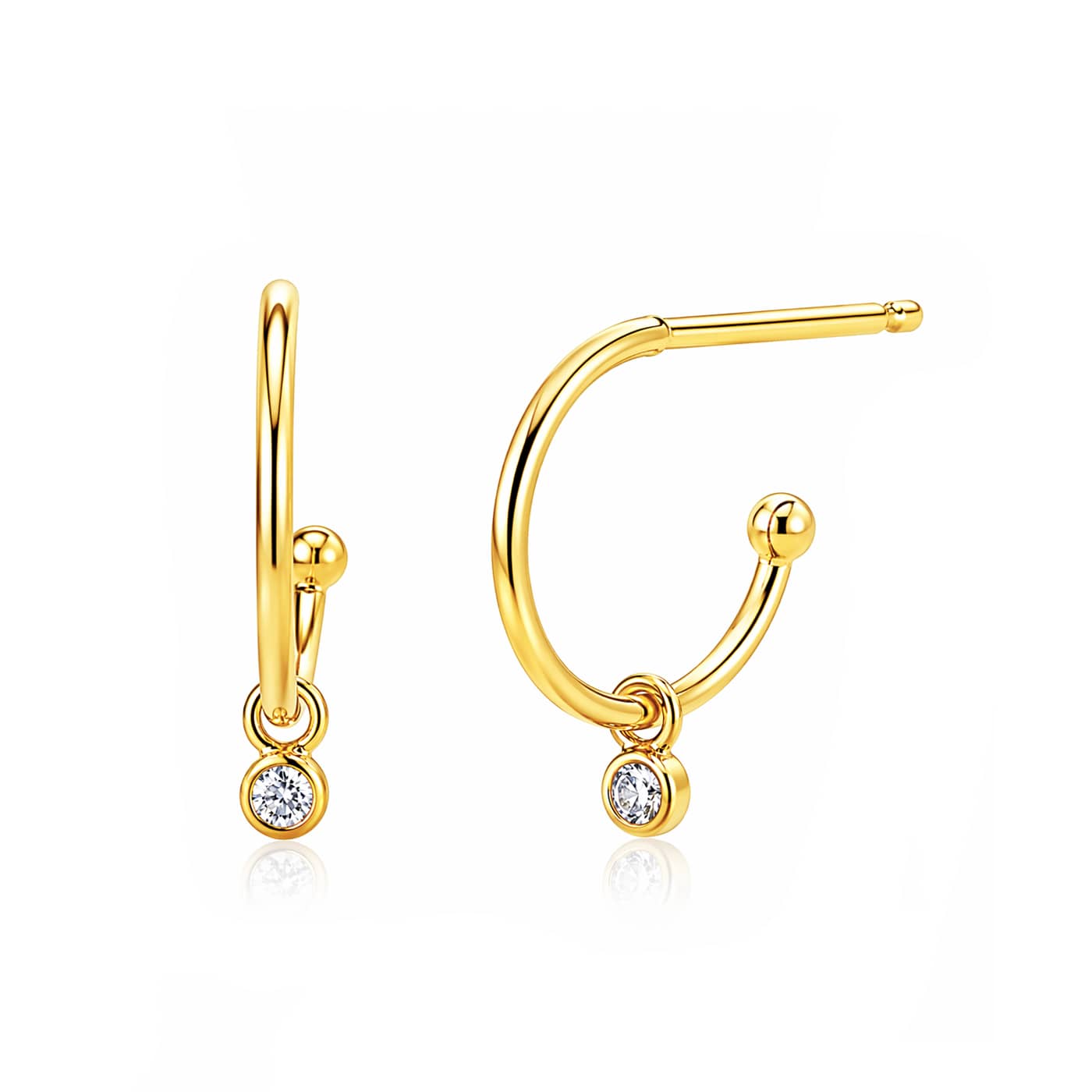 Small Hook Earring With Cz Charm