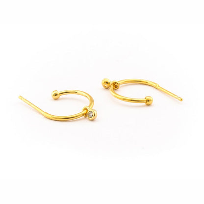 Small Hook Earring With Cz Charm