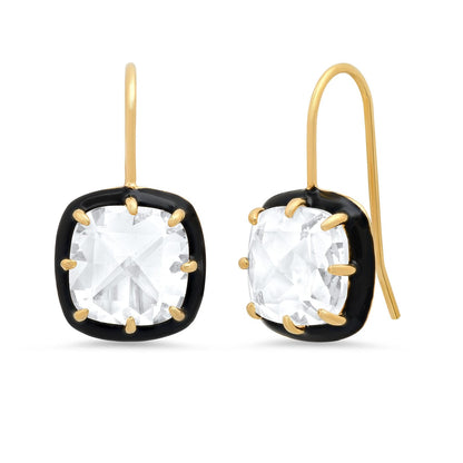 Square Shaped Cz Dangle With Enamel Bezel