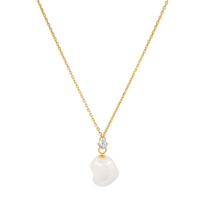 Chain with Freshwater Pearl and CZ Pendant