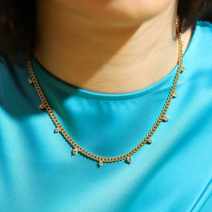 Statement Curb Chain with Sparkle Drops