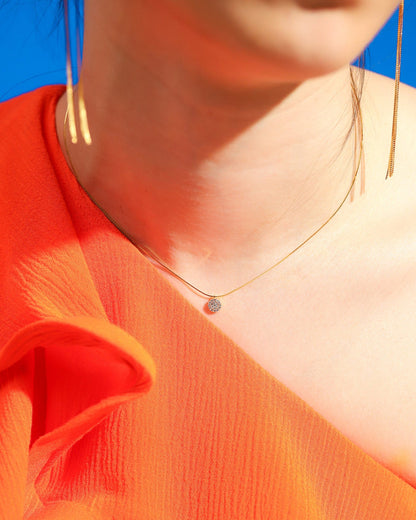 Gold Vermeil Snake Chain with Pave CZ Disc