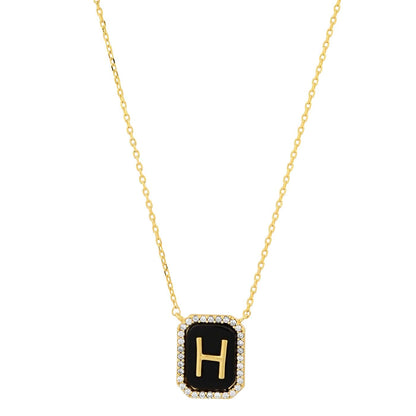 Onyx Monogram Pendant Necklace