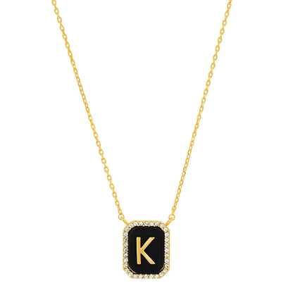 Onyx Monogram Pendant Necklace