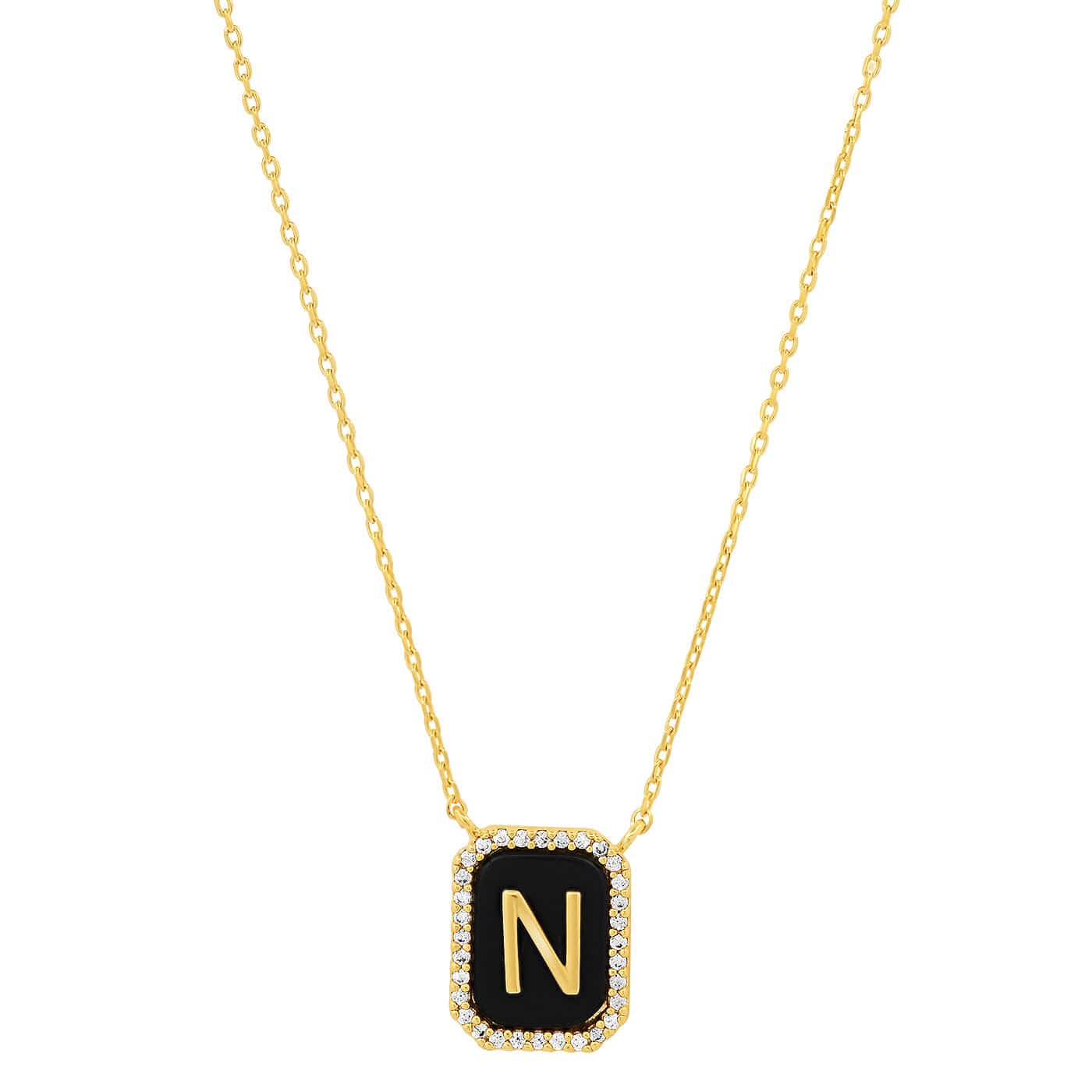 Onyx Monogram Pendant Necklace
