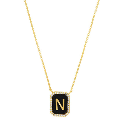 Onyx Monogram Pendant Necklace