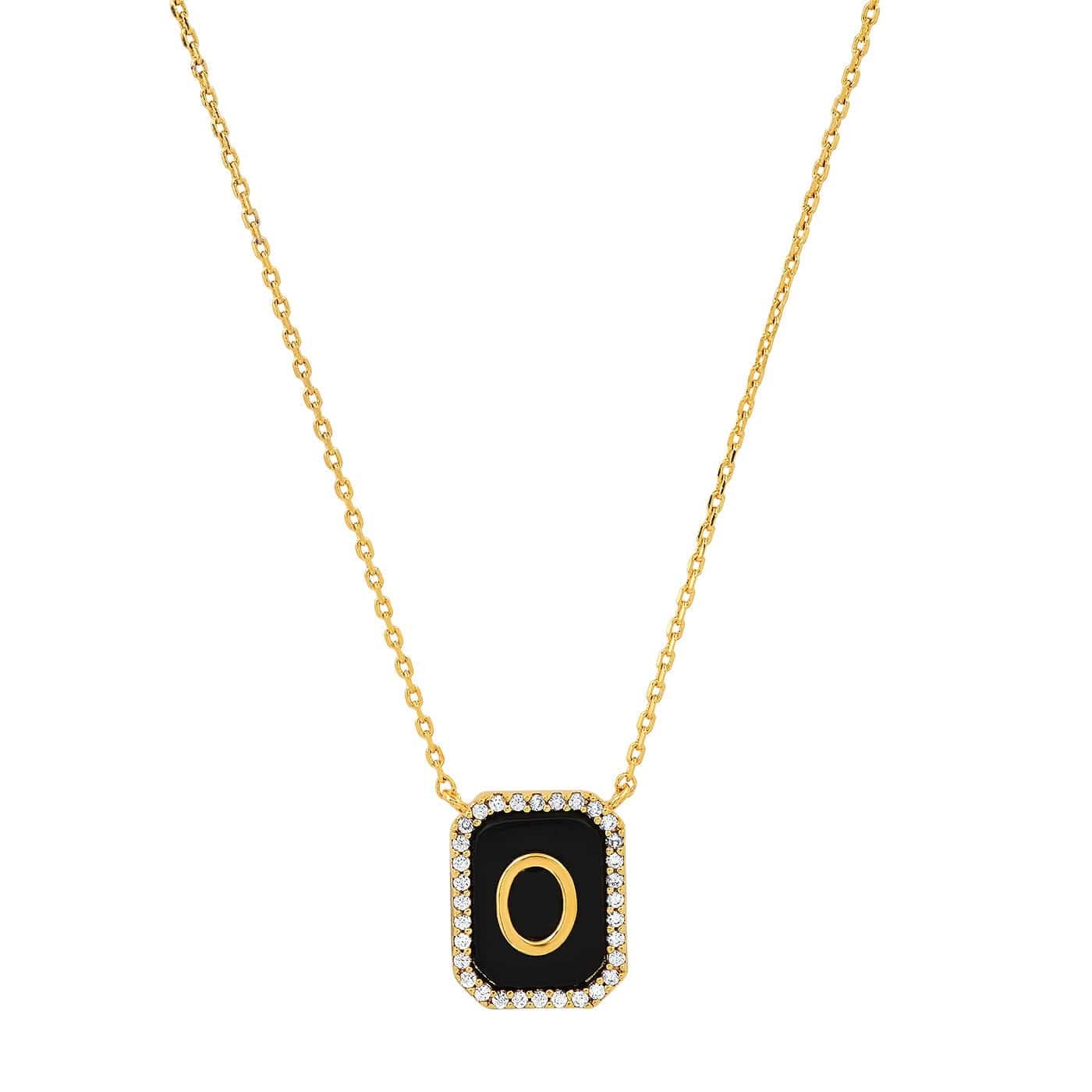 Onyx Monogram Pendant Necklace