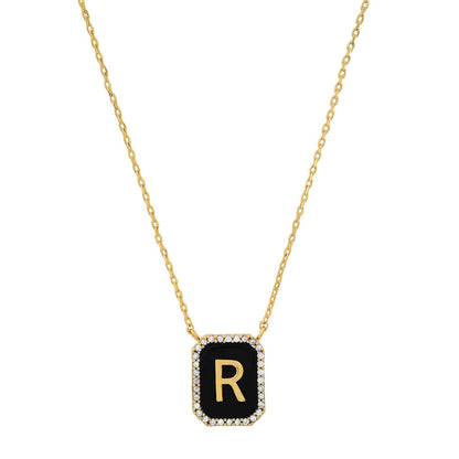 Onyx Monogram Pendant Necklace