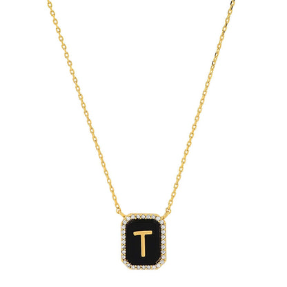 Onyx Monogram Pendant Necklace