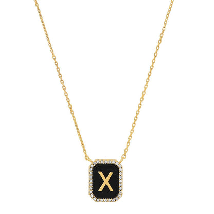 Onyx Monogram Pendant Necklace