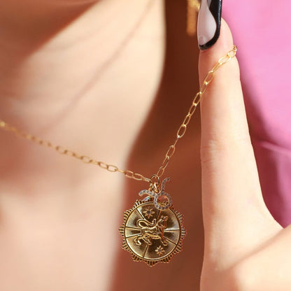 Opal Crescent Zodiac Charm Pendant Necklace