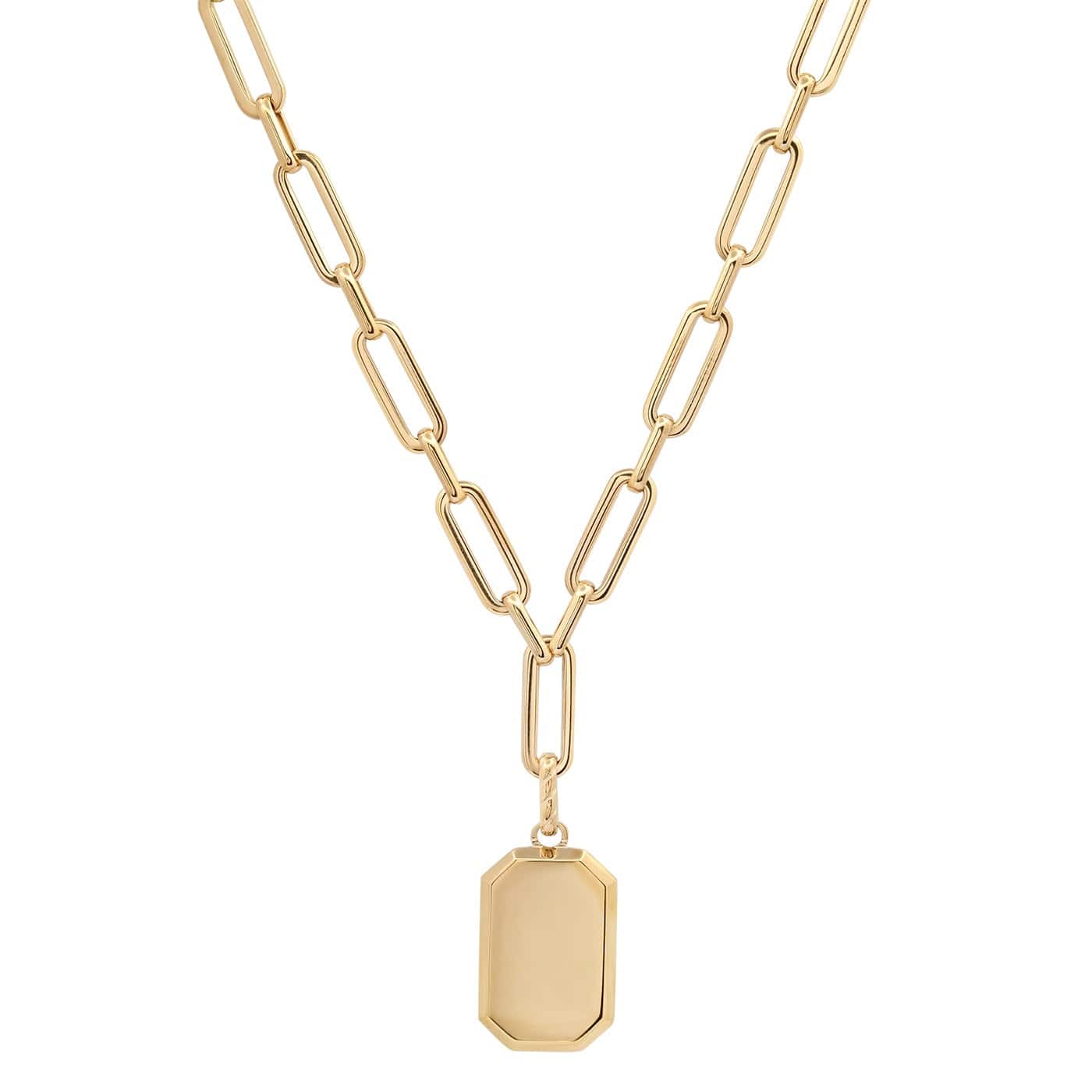 Paperclip Chain with Tag Pendant