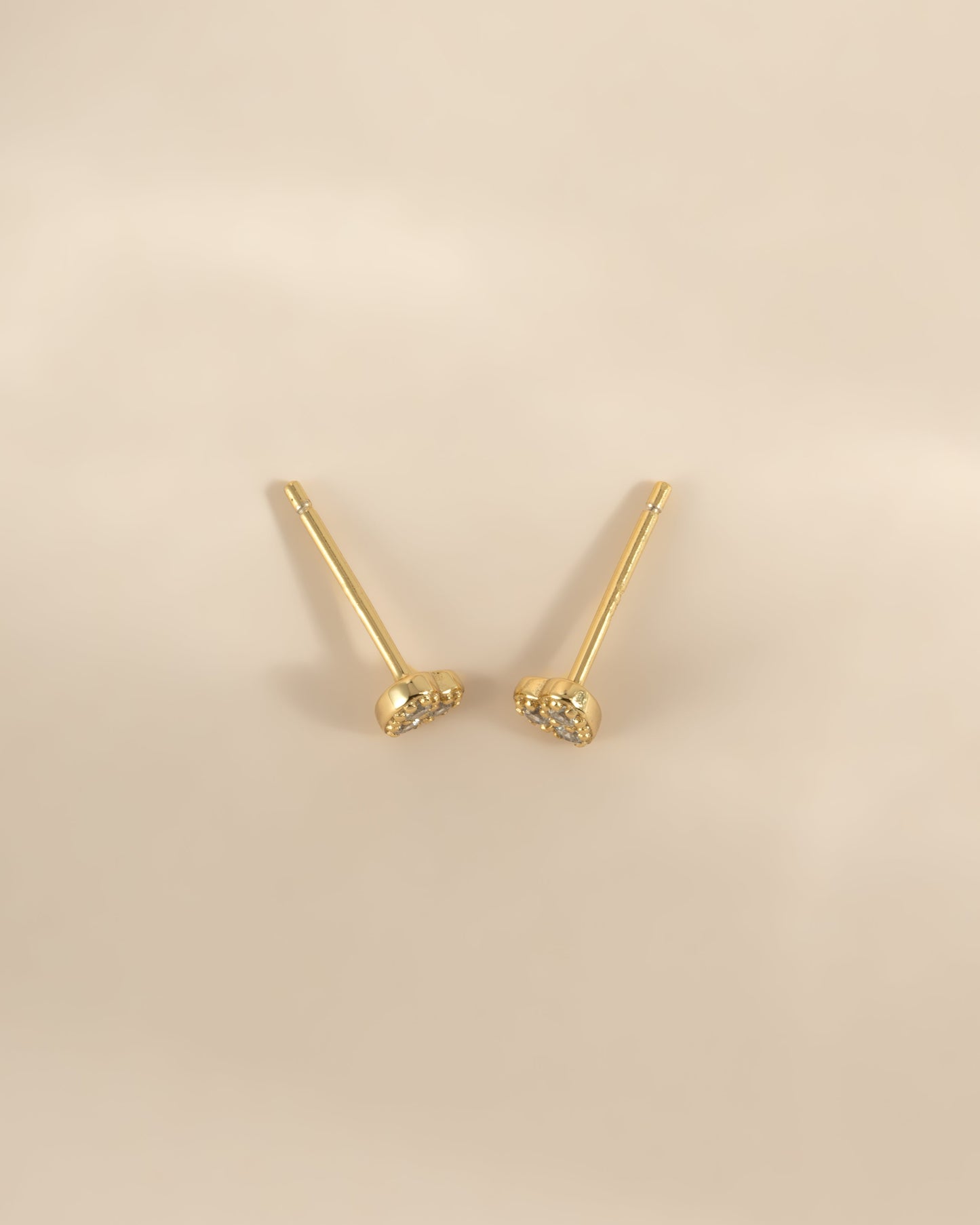 Tiny Heart CZ Stud Earrings