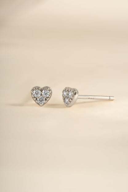 Tiny Heart CZ Stud Earrings