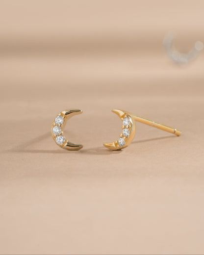 Tiny CZ Moon Studs