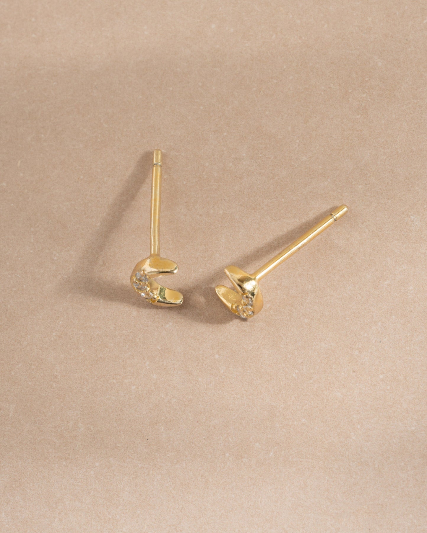Tiny CZ Moon Studs